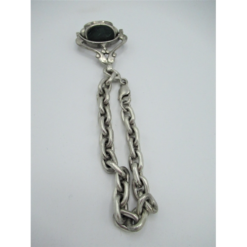 9 - Sterling silver link chain bracelet with Sterling silver seal pendant stamped 925 2.4ozt