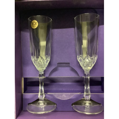 492 - Boxed royal crystal rock pair of champagne flutes, Doulton international crystal pair of whisky tumb... 