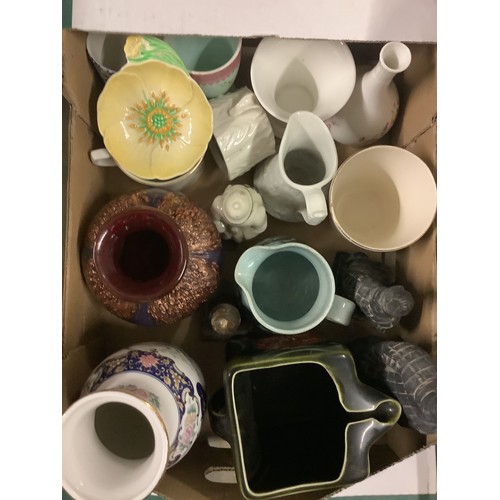 491 - Various ceramics including small Carlton ware dish, Dewars aged twelve years ancestor Scotch whisky ... 