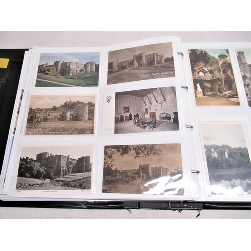 200 - Folder containing approximately five hundred postcards of castles such as Abbotsbury, Aberdour, Aber... 