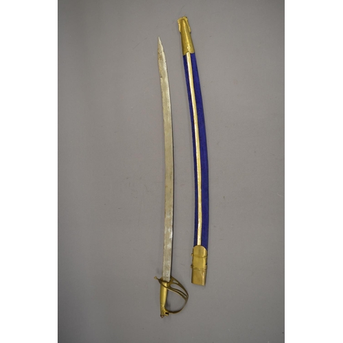 22 - A pair of reproduction Indian swords with purple felt lined scabbards.