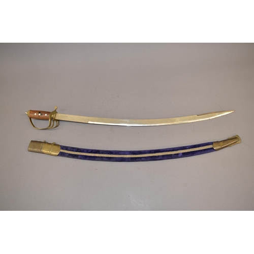 22 - A pair of reproduction Indian swords with purple felt lined scabbards.