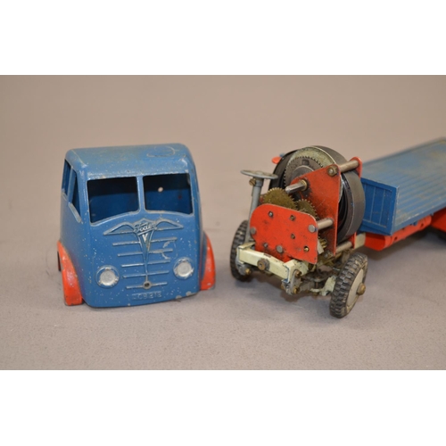 35 - Rare vintage Shackleton toys 1950's blue Foden F G lorry with key and trailer