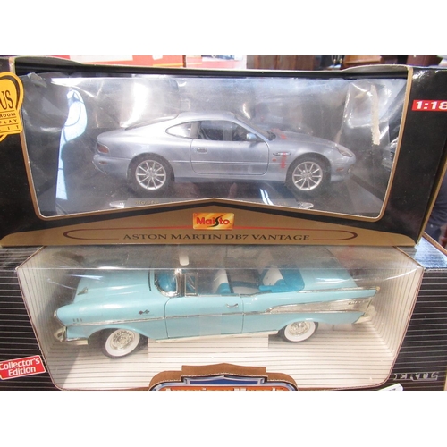 97 - Boxed Aston Martin DB7 Vantage remote control car 1:18 scale and a boxed American Muscle 1957 Chevy ... 