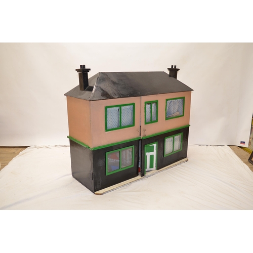 48 - Large homemade two story dolls house with open house containing a large collection of furniture, W98... 