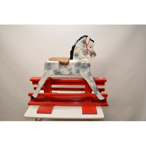55 - Mid C20th carved and painted dapple grey kids rocking horse