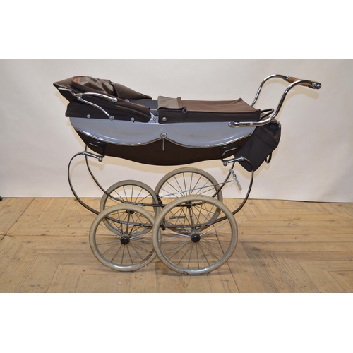 62 - Silver cross brown and grey coach built Charles push chair with metal body work and a separate silve... 