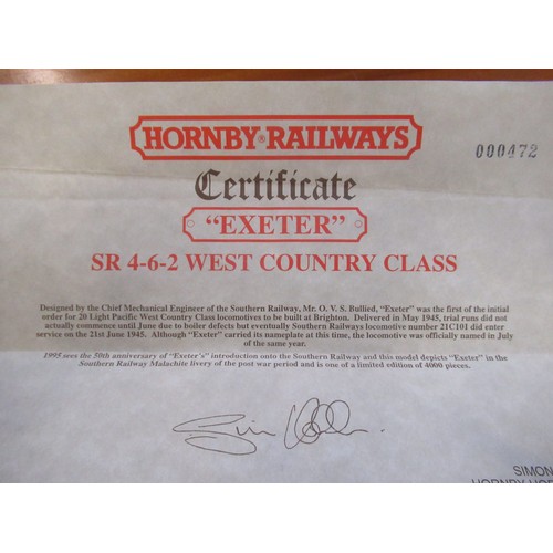 86 - Presentation boxed Hornby limited edition SR4-6-2 Westcountry Class engine and coal carriage with ce... 
