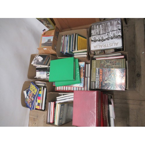 309 - Seventeen boxes of books and programmes on football, tennis, cricket etc