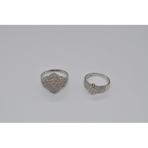 108 - WITHDRAWN - Sterling silver ring set with diamonds, size U, 6.3g, stamped 925 and and another sterli... 