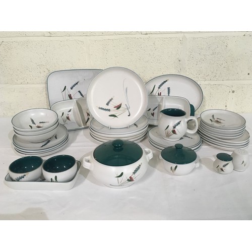 597 - Large collection of Denby Greenwheat pattern dinner ware (2 boxes)