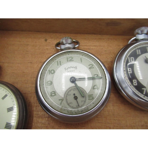 170 - Two Ingersoll pocket watches, a services Army pocket watch, and another pocket watch