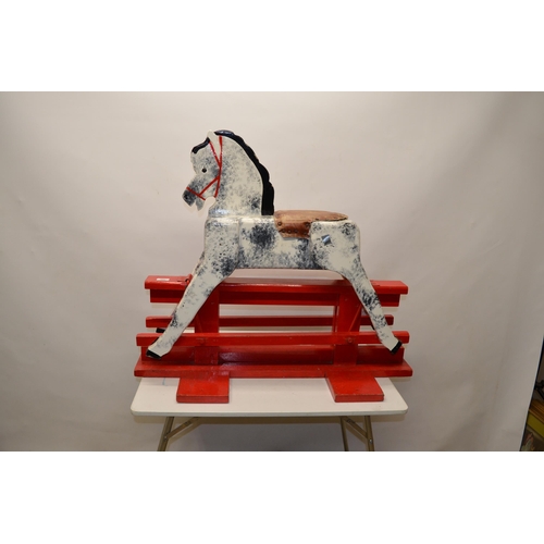 552 - Mid C20th carved and painted dapple grey kids rocking horse