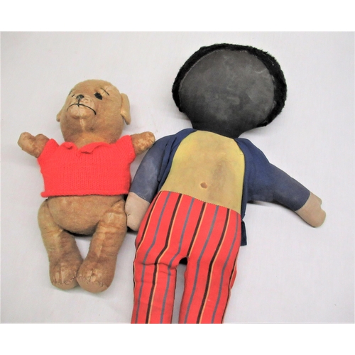 140 - Vintage Chad Valley  H61cm and a vintage gold plush teddy bear in hand knitted sweater H34cm (2)