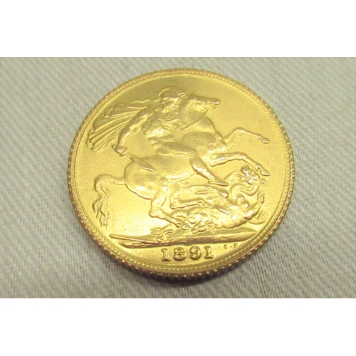 144 - Victorian gold sovereign 1891