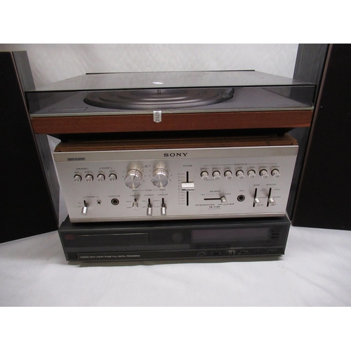 186 - Bang & Olufsen record player, Sony integrated amplifier, CD player and two speakers