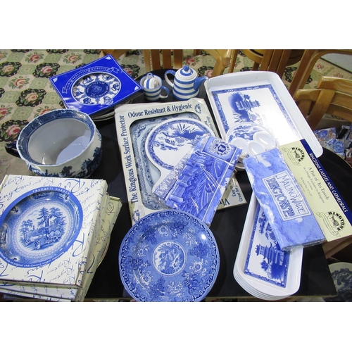522 - Collection of Ringtons Blue and White tableware including Tea for One Cornish ware, large jug, tea t... 