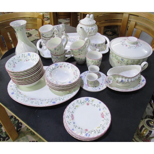 526 - Johnson Brothers Summer Chintz dinner and tea service including vase, tea cups saucers, plates, bowl... 