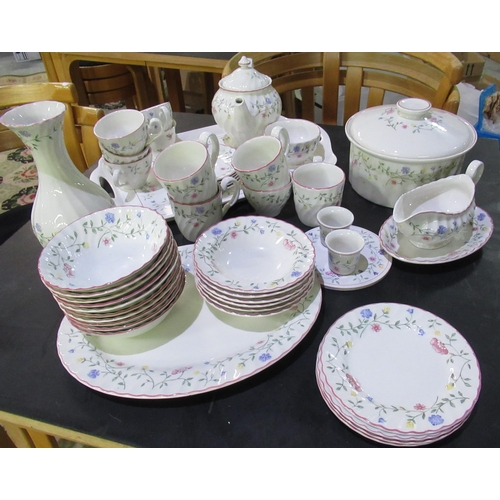 526 - Johnson Brothers Summer Chintz dinner and tea service including vase, tea cups saucers, plates, bowl... 