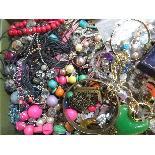 96 - Collection of costume jewellery including beaded necklaces, brooches, bracelets, etc (2 boxes)