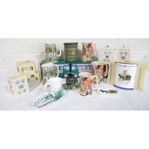 509 - Collection of Ringtons including jugs, tea caddy’s fridge magnets, two tea tins, Trainling Jry cup a... 