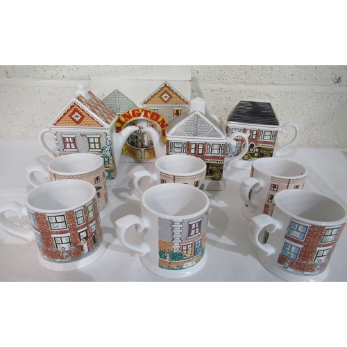 517 - Ringtons collectors Teapots 1950s x2, 1960s, 1980s, and a collection of Ringtons Collectors mugs: 19... 