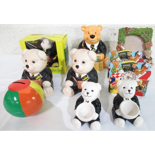 519 - Collection of Ringtons Bears including money boxes, pair of egg cups, tea caddy, photo frame etc