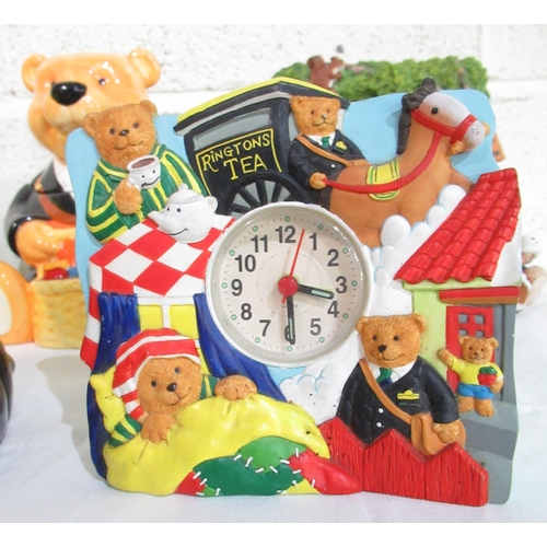 519 - Collection of Ringtons Bears including money boxes, pair of egg cups, tea caddy, photo frame etc