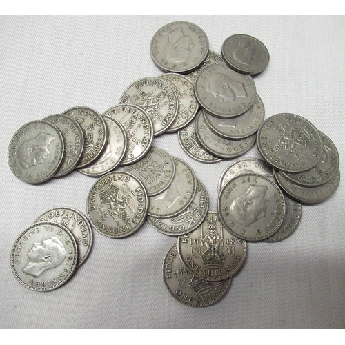 153 - Collection of GB cupro-nickel shillings and 6d 1918-1942 4.9ozt