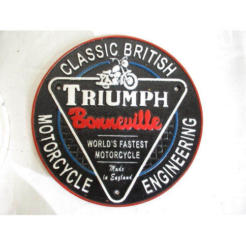 603 - Cast metal Triumph Bonneville reproduction advertising sign