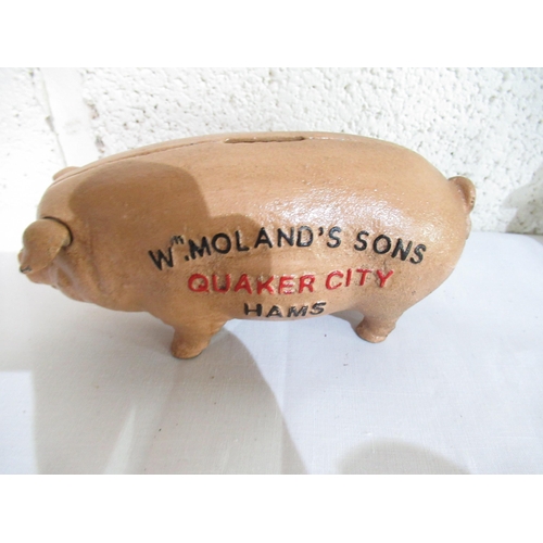 611 - Cast metal Wm. Moland's Sons Quaker City Hams money box