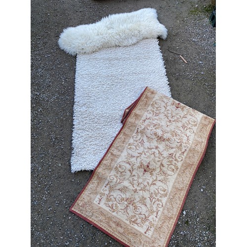 229 - Ikea Hampen rug W160cm L230cm, Laura Ashley part wool and cotton runner W34cm L67cm, Skyeskins sheep... 