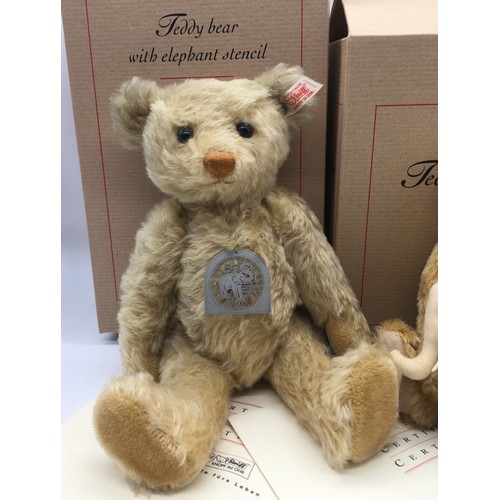 Steiff Teddy's Elephant teddy bear in blonde mohair holding