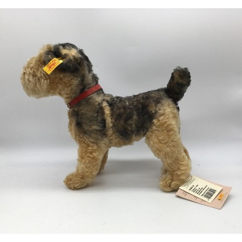 Steiff Classic 1935 Fellow Terrier in blonde and black mohair with red ...