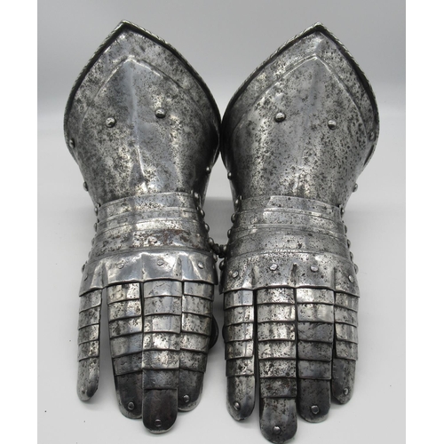21 - Pair of Italian style C19th steel articulated gauntlets