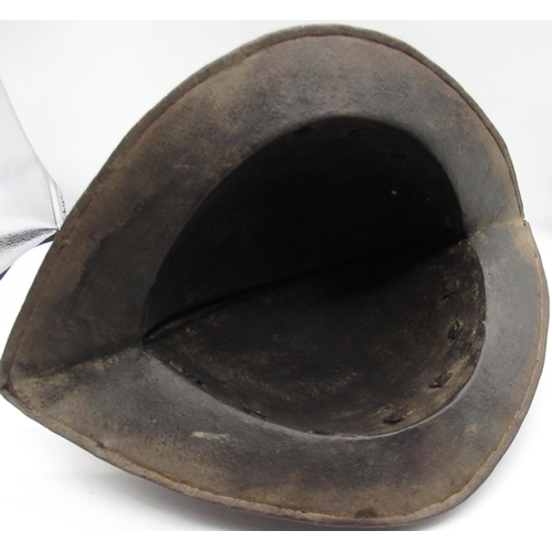 27 - C17th German Morion helmet with front plume holder