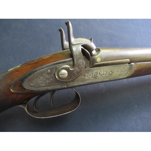 80 - T & W Harrison of Carlisle 12B percussion cap side by side shotgun, with 29.5