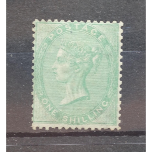 108 - Two Victoria 1855-57 1/- green stamps with emblems, 1x unmounted mint, 1x lightly mounted, SG 72 (2)