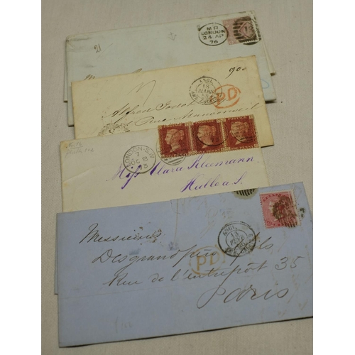 114 - Four interesting Victorian covers, Germany, three Paris 1856-1876 various stamps