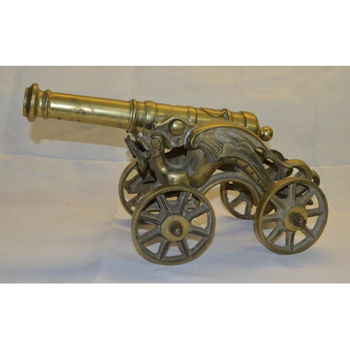 14 - Early C20th brass fireside cannon, 15