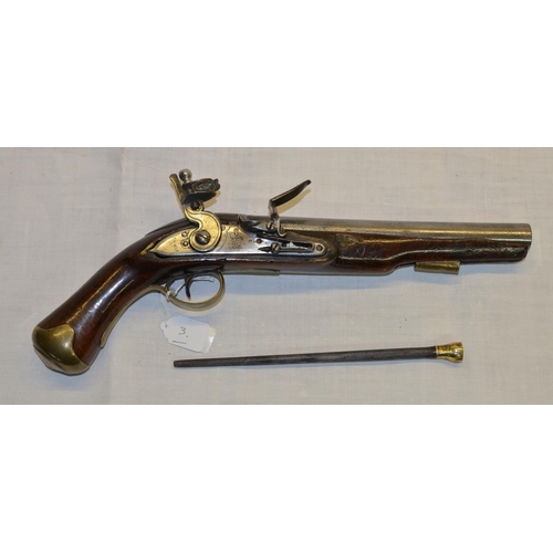 22 - British military 0.65cal flintlock Tower pistol with 9