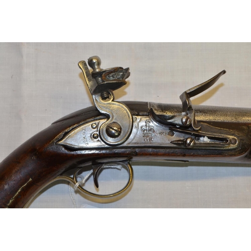 22 - British military 0.65cal flintlock Tower pistol with 9