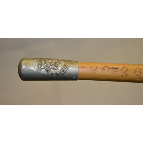 29 - C.WWI Coldstream guards bamboo swagger cane with crested cap, cane engraved 2652685 3