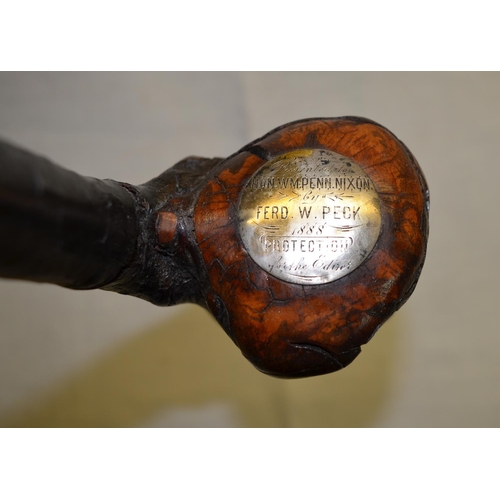 33 - Irish wooden Shillelagh with presentation inscription 