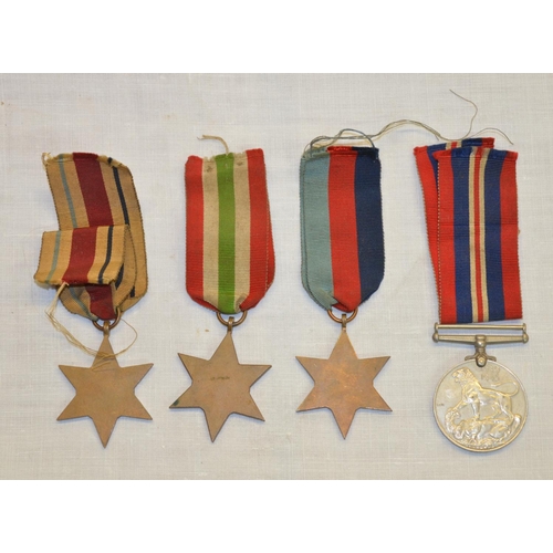 50 - Group of British WWII medals including 39 - 45 Star, Italy Star, Africa Star, 39 - 45 war medal