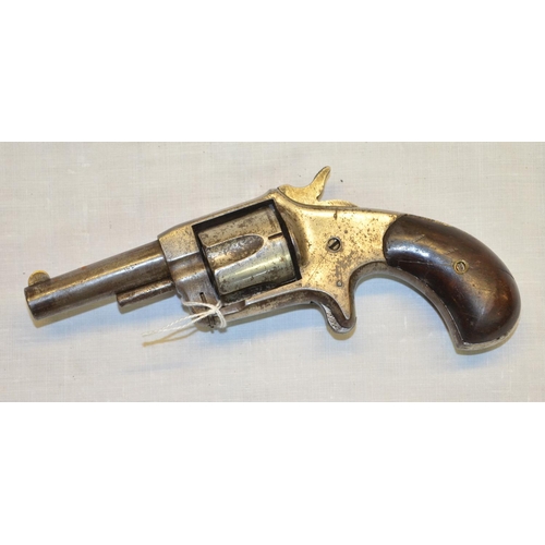55 - American Invincible .38 rimfire revolver c.1875, with two piece wooden grips, patent date to the bar... 