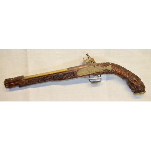 61 - Balkan style Miquelet pistol with brass mounts