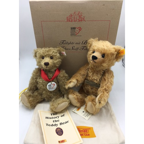 126 - Steiff 100 Jahre Steiff Teddybaren teddy bear in golden mohair with plaque necklace, ltd. ed. of 190... 