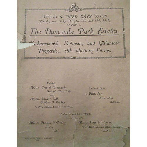 123 - Ryedale Ephemera - Property Auction Catalogues for The Duncombe Park Estate Sale, Second & Third Day... 