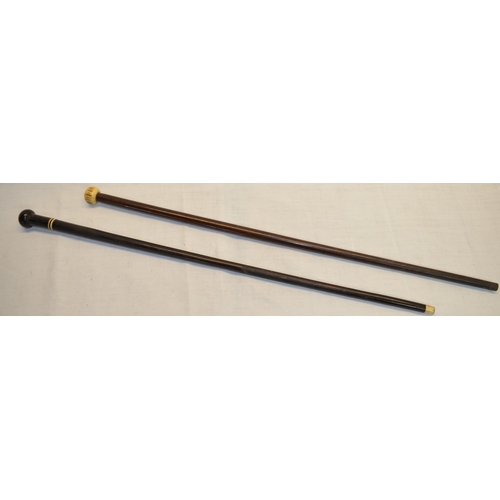 100 - Two African Zulu knobkerries/walking sticks, one with bone knob